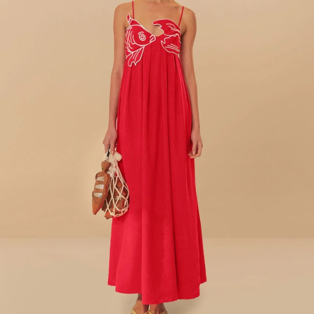 Farm Rio Red Fish Top Maxi Dress